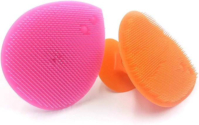 4pcs Silicone Face Scrubbers Heart Shape Face Blackhead Cleansing Brush with Suction Cup for Pore Removing Blackheads (Orange,Rose,Blue,Green)