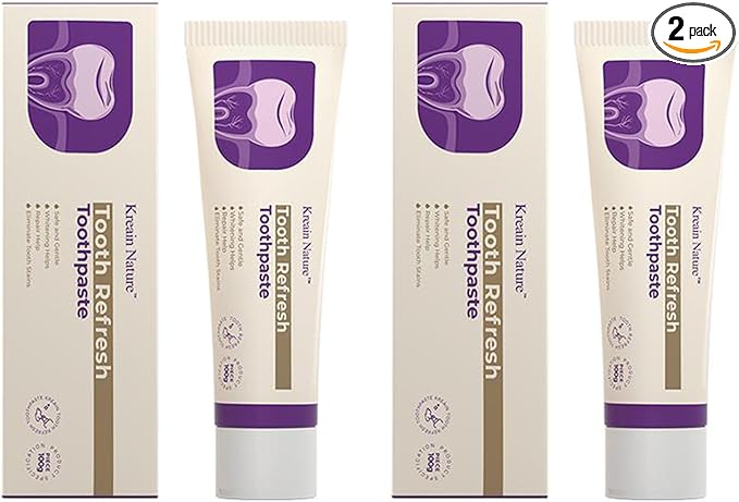 Kreain Nature Whitening Toothpaste, Fresh Breath Formula, Natural Oral Care & Enamel Repair, Helps Remove Coffee, Tea & Wine Stains, Fresh Minty Gel, 3.5 Oz Tube, 2 Pack