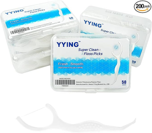 Dental Floss Picks 200 Count, Travel Floss Picks Extra Strong flosser Professional Tooth Picks flossers for Adults with Portable Case, Toothpicks Floss Sticks for Teeth Cleaning and Oral Care
