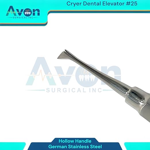 Root and Tooth Extraction Dental Cryer Elevator Pick, Sharp Angled Tip, Color-Coded Handle Ends | Autoclave-Safe German Stainless Steel Dental Instruments (1, #25 Cryer - Gold End)