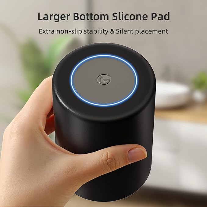 Toothbrush Cup 13.75oz 390ml with Non-Slip Pad, Easy to Clean Bathroom Cup 2Pcs, Reusable Plastic Bathroom Tumbler,Black