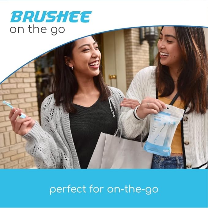 Brushee - The Evolution of Oral Care | 4-in-1 Tool (Paste + Brush + Floss + Pick) | Individually Wrapped | Disposable | Prepasted Travel Toothbrushes | Small Adult Toothbrush - (24-Pack)