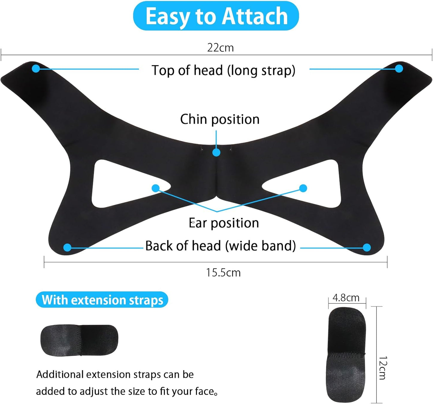 Chin Strap for Sleeping,Anti Snoring Chin Strap for CPAP Users,V-Line Lifting Mask,Adjustable and Breathable Chin Strap-Keep Mouth Closed for Effectively Reduce Snoring (Black-White)