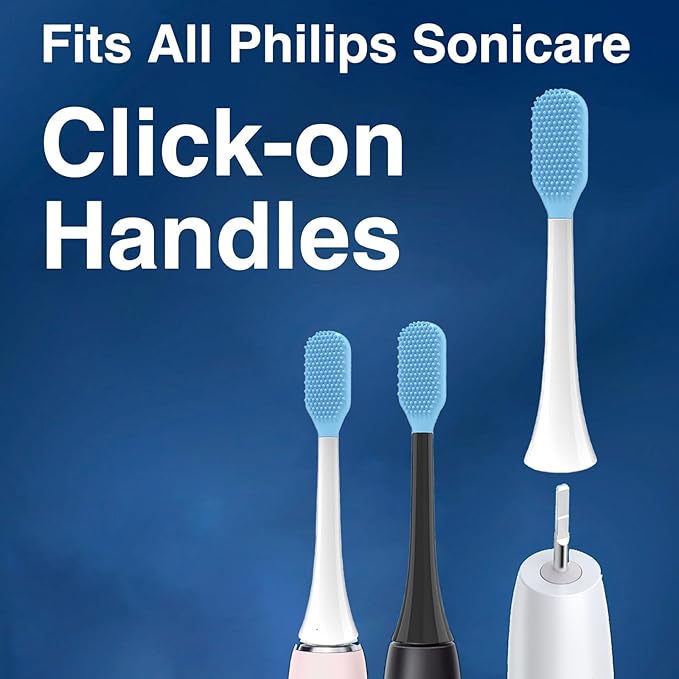 Tongue Scraper Heads for Philips Sonicare Click-On Handles – Gentle & Effective Tongue Cleaner, Fresh Breath, 3 Pack, Replacement Brush Heads (White, Click-On Handles)