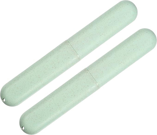 VOCOSTE 2pcs, Traveling Toothbrush Holders Case, PP Toothbrush Case for Travel Business, Green, 8.07''x1.22''x0.83''