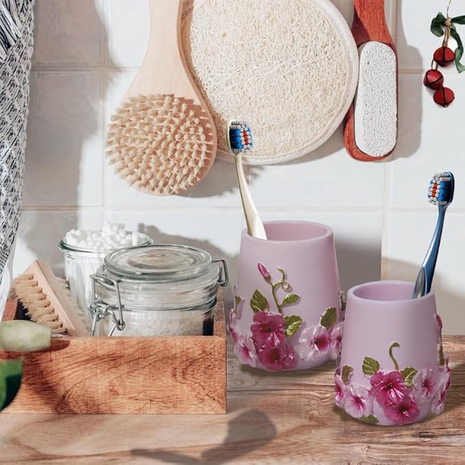LUANT Vintage Pink Bathroom Accessories, 5Piece Bathroom Accessories Set, Bathroom Set Features, Soap Dispenser, Toothbrush Holder, Tumbler & Soap Dish - Bath Gift Set (Light Pink)