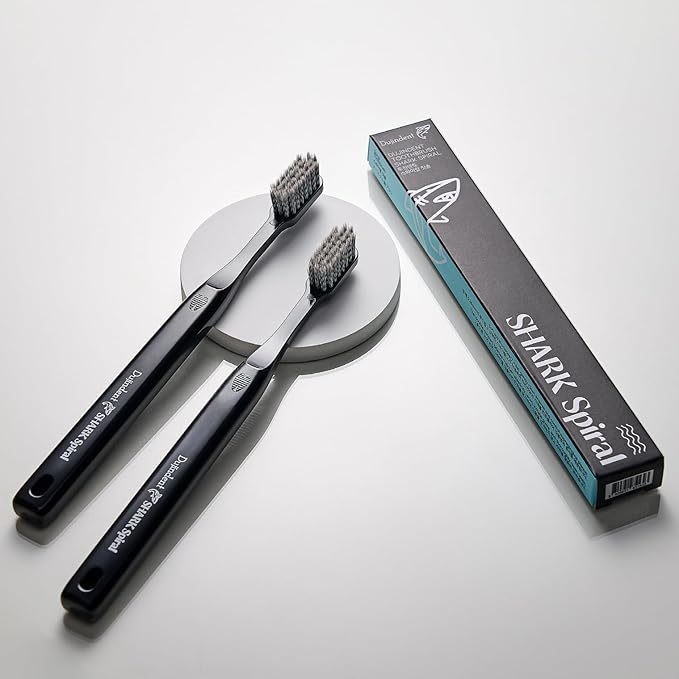 Toothbrush [Made in Korea] Shark Spiral Extra Soft Toothbrush for Plaque Removal, Gentle on Gums, Implant (8 Packs)