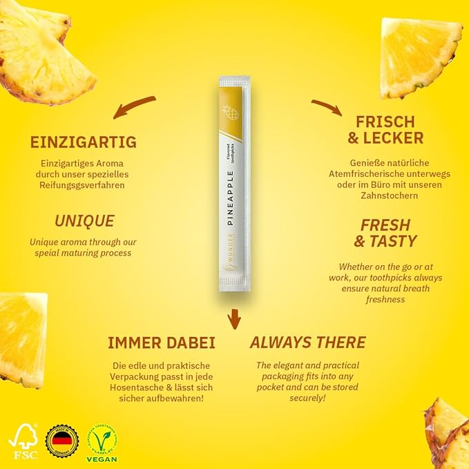 Wonder Toothpicks with Flavor - 100x Flavored toothpicks Individually Packed in 8 Refreshing Varieties - Gentle Oral Hygiene - Fresh Breath - Individually Packed Toothpicks with Flavor