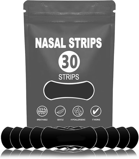 Nose Strips for Breathing (30 Count),Nasal Strips for Snoring,Breath Strips,Nose Strips,Nose Opener for Breathing Sleep,Oil & Sweat Proof High-Adhesive Patch,Better Sleep & Anti Snore,Gentle On Skin