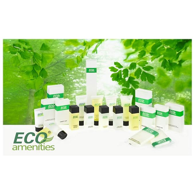 ECO Amenities 60 Pcs, 4-Piece Travel Size Toiletries Kit, Includes Small Bar Soap, 2 in 1 Hotel Shampoo and Conditioner Supplies for Guests, Body Lotion, Travel Toothbrush Set with Toothpaste, 15 Kits