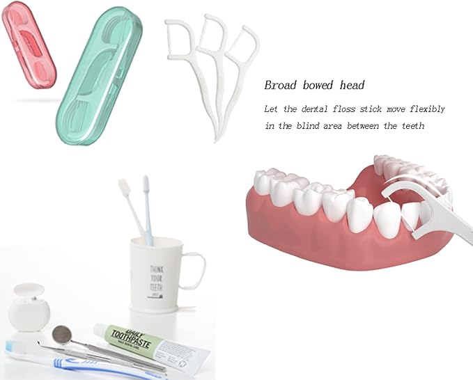 High Toughness Professional Toothpicks Sticks Dental Floss Picks 100 Picks Threader Flosser with 10 Storage Cases, flossing for Family,Hotel,Travel