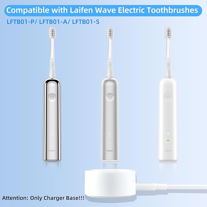 Charger Base for Laifen Toothbrushes,Electric Toothbrush Charger Dock and Stand Suitable for LFTB01-S/LFTB01-P/LFTB01-A,Including USB C Cable and Adapter. (White)