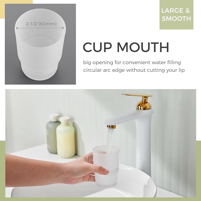 Tumbler Glass, Frosted Bathroom Rinsing Cup, Replacement Tumbler for Aomasi Toothbrush Holder