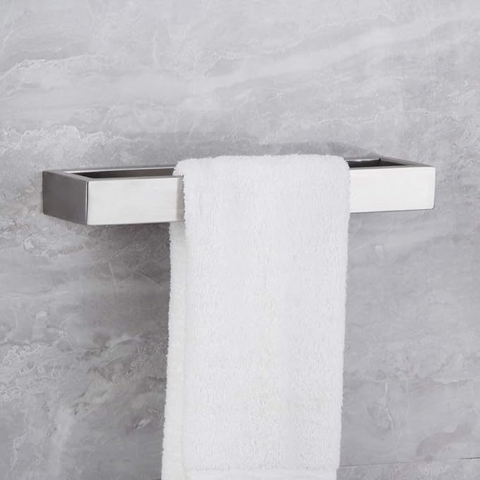 Bathroom Towel Ring Wall Mounted Hand Towel Bar Modern Square Style Towel Rack Brushed Stainless Steel, D69018BN