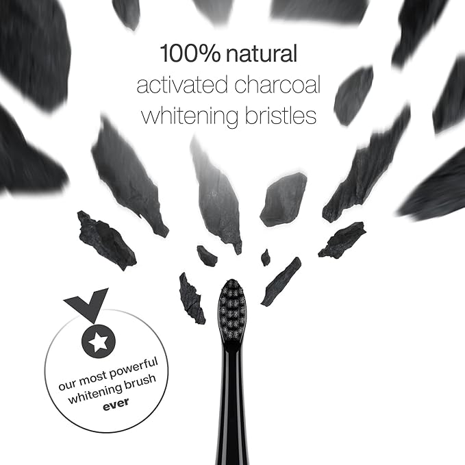 AquaSonic Pulse Activated Charcoal Replacement Brush Heads - Ultra Whitening Brush Heads - 2X Whitening & Stain Remover - Compatible only with AquaSonic Pulse- 2 Pack (Black)