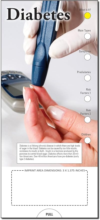 ZOCO - Diabetes Slide Chart - Custom Promotional Item (Pack of 250) - Maintain Blood Sugar Levels - Doctor’s Office, Clinics, Pharmacies Handout, Brochure, Pamphlet - 3.75 x 8.5 in.