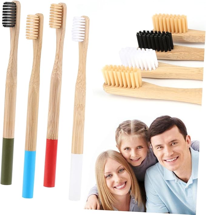 FUOYLOO Toothbrush Set for Adults Biodegradable Ergonomic Painted Handles Soft Bristles for Travel and Home