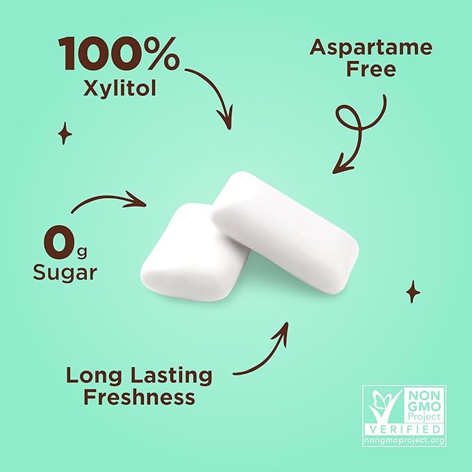PUR Gum | Aspartame Free Chewing Gum | 100% Xylitol | Natural Chocolate Mint Flavored Gum, 55 Pieces (Pack of 6)