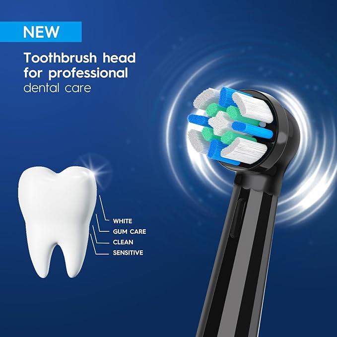 IO Replacement Heads Compatible with Oral b IO 2/3/4/5/6/7/8/9/10 Series Electric Toothbrush, Brush Heads Refills Compatible with Oral B IO for Teeth Clean (8 Black/White)