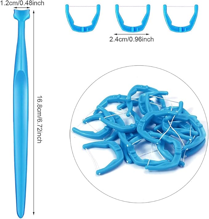 1 Piece Reusable Dental Floss Holder Handle +100 Pieces Replacement Floss Heads Teeth Stick Toothpicks Floss to Clean Between The Tooth
