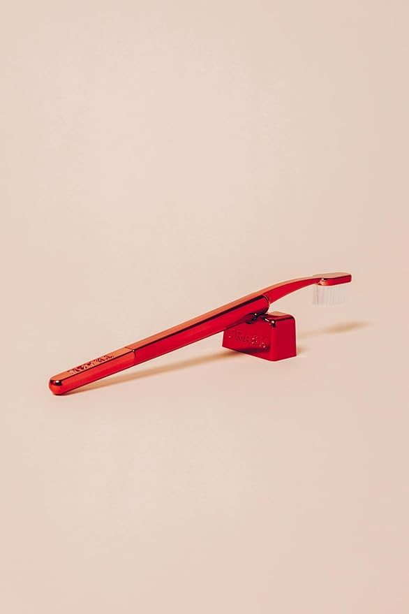 TRASK The Better Brush - Luxury Soft Bristle Dentist Designed Manual Toothbrush for Adults, Ruby Red