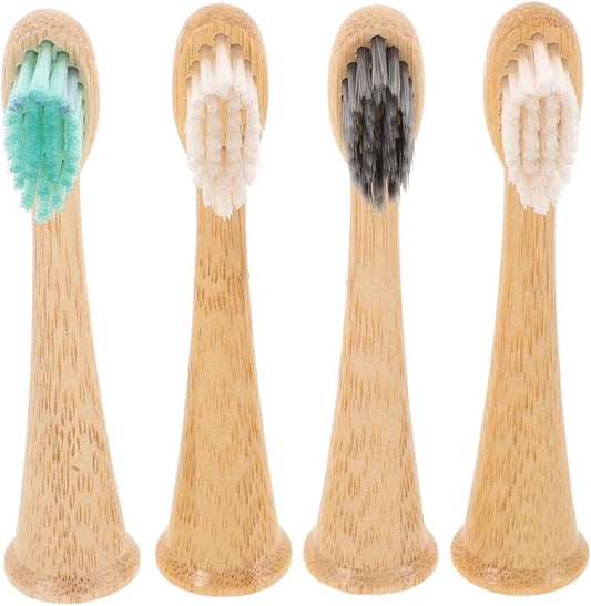 WRITWAA 4pcs Toothbrush Heads Replacement for Electric Toothbrushes Soft Bristle Gentle Cleaning Eco-Friendly Brush Heads with Black Green White Colors