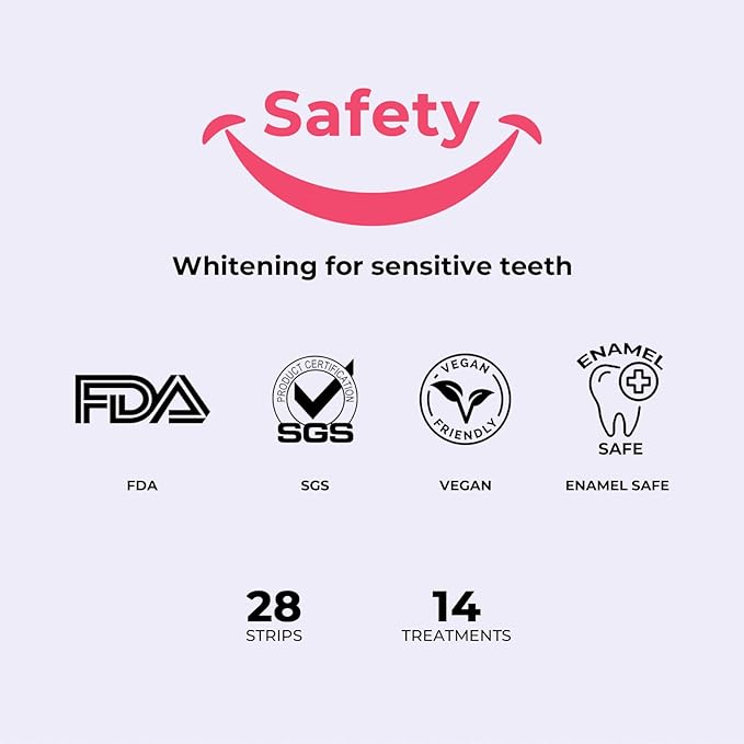 Teeth Whitening Strips - Enamel-Safe Formula & Clinically Tested, 28 Strips for Brighter Smile, Stain Focus Technology with Sensitive Teeth Care