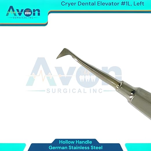 Root and Tooth Extraction Dental Cryer Elevator Pick, Sharp Angled Tip, Color-Coded Handle Ends | Autoclave-Safe German Stainless Steel Dental Instruments (1, #1L Cryer - Gold End)