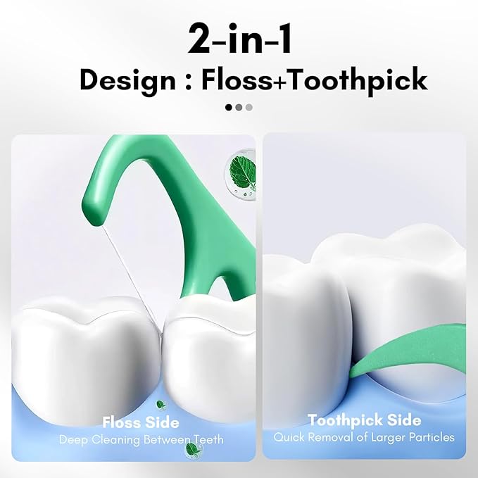 FAMILIFE Mint Floss Picks 90 Count Resealable Bag, Smooth Glide Dental Floss Picks for Adults & Kids, Durable Thread Flossers & Tooth Picks Flossers for Daily Floss and Fresh Breath Care