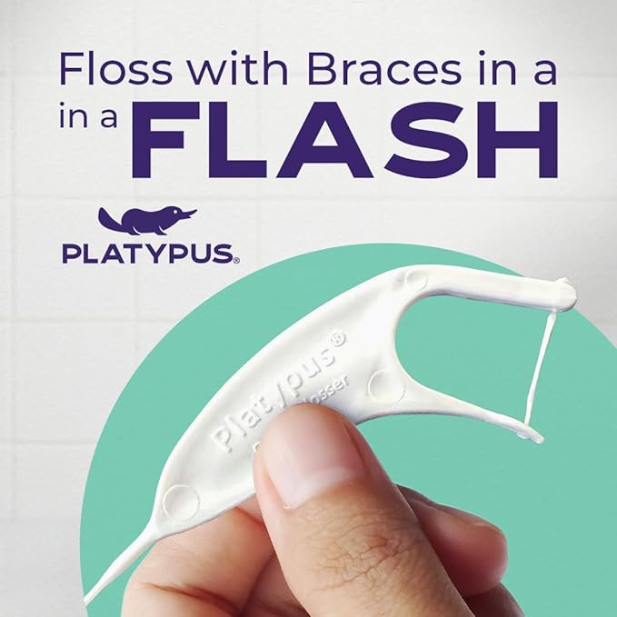 Platypus Orthodontic Flossers for Braces, 40 Count (Pack of 2), Ortho Picks for Adults & Kids, Fits Under Arch Wire, Non-Damaging, Encourage Flossing Habits