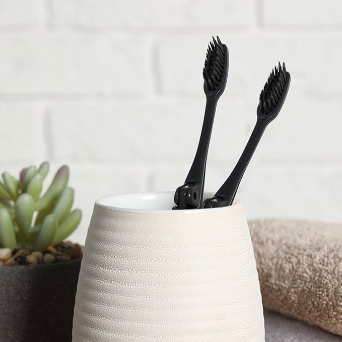 Foldable Toothbrush - 11x2.5x2cm Soft Bristle Brush, Portable Hygiene Tool, Lightweight Charcoal Cleaning Accessory, Pocket Size dentals Care Item | Convenient Tooth Cleaner for Camping Hiking School