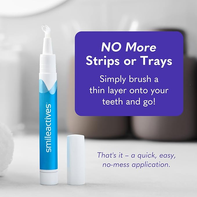 Smileactives Teeth Whitening Kit, Complete at Home Teeth Whitening Treatment, Travel Size Tooth Whitening, Stain Remover for White Teeth, Contains Clinical-Grade Hydrogen Peroxide, 30 Day Kit