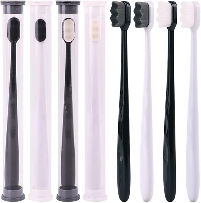 TEHAUX 2PCS Portable Wave Bristle Toothbrushes with Ergonomic Handles for Adults Soft Curved Corner Brushes Lightweight Travel and Home Oral Care