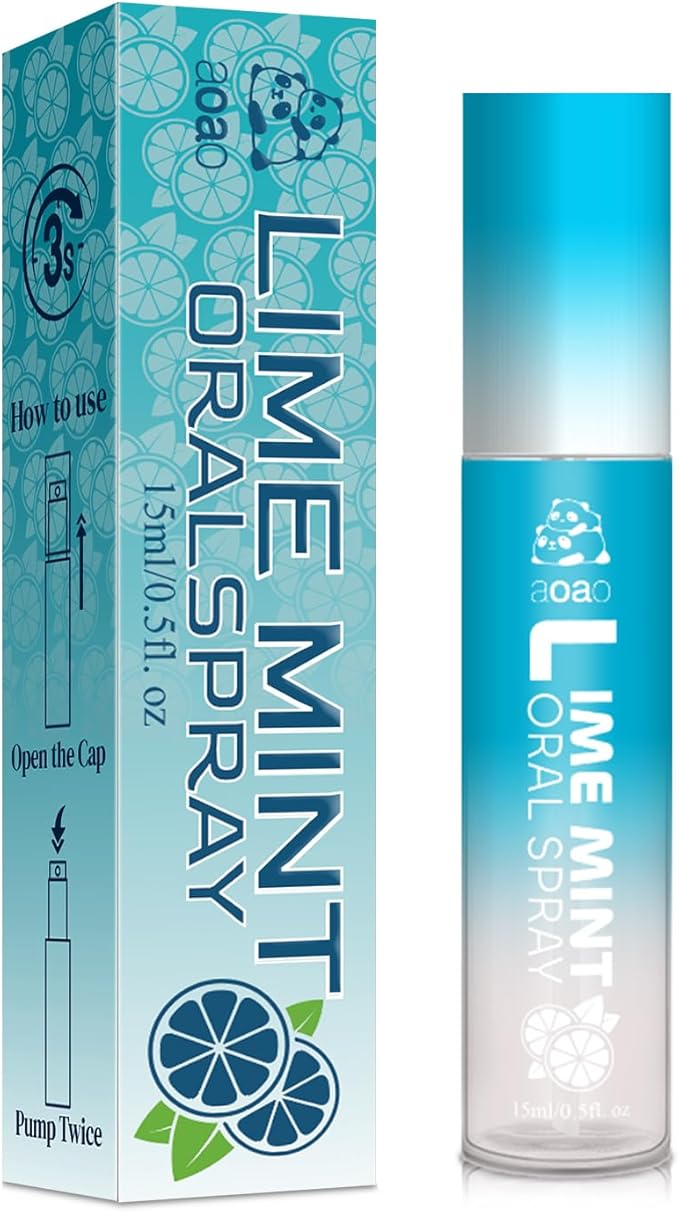 Oral Spray for Adults, Mouth Freshening Spray, Portable Peppermint Oral Freshener, Alcohol & Fluoride-Free Oral Care Mouth Spray, Travel, Dates, Office, Dry & Bad Breath,0.5fl.oz (Blue)