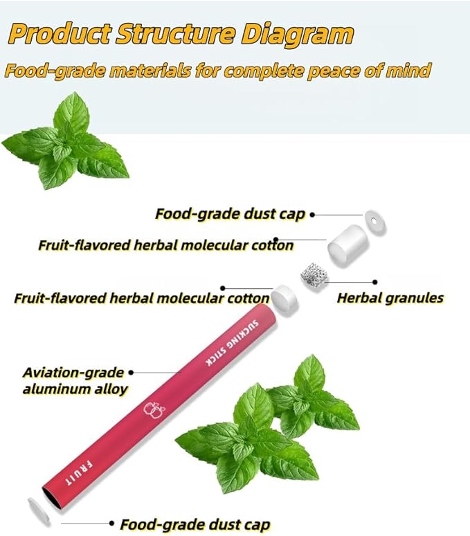 Natural Herbal Diffuser Pen, Non-Electric Anti-Aging Air Inhaler Set,Oral Fixation - Aromatherapy Scents for Relaxation & Focus Oral-Fixing Mint, Lemon, Craving Relief - 2 Pack