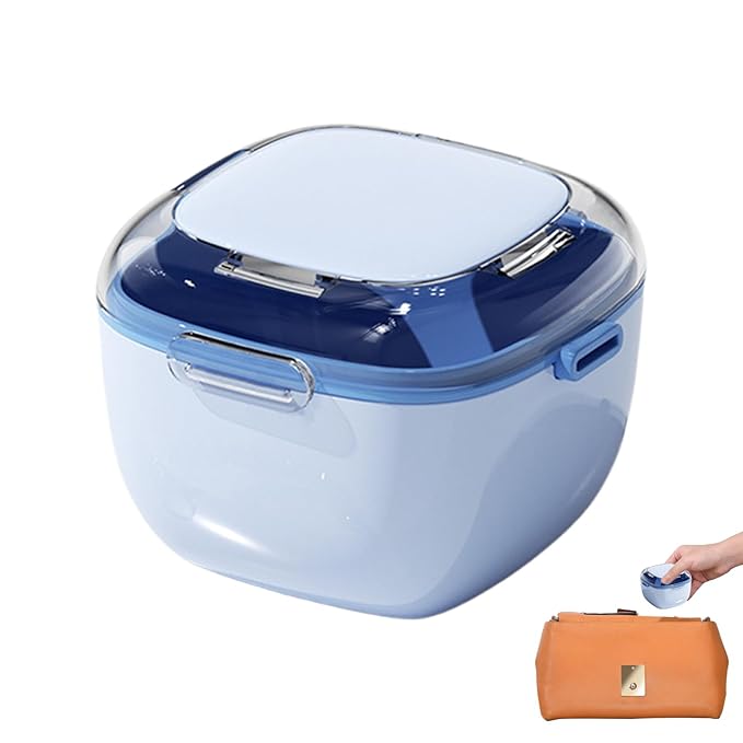 Retainer Holder Case - Denture Cleaning Cup For Mouth Guard | ABS PP Material With Strainer Basket Function, Portable Container Feature, For Dentures, Jewelry, Travel, Bathroom