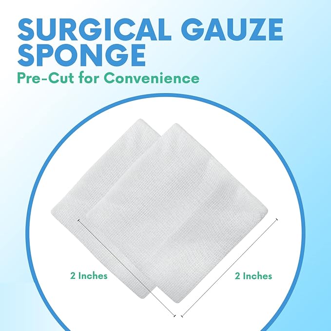 HEALQU Gauze Pads 2"x2" - 200-Pack, 4-Ply Non-Woven Sponges Non-Sterile, All-Purpose Dental and Surgical Sponges Including First Aid Kits and Medical Facilities