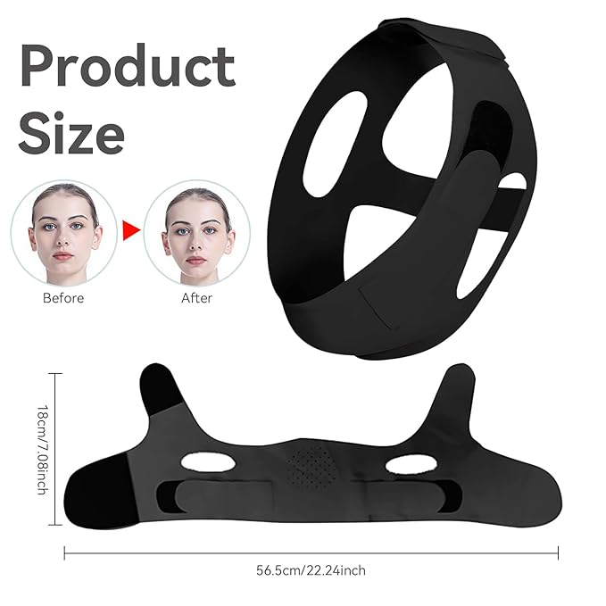 Chin Strap for Sleeping, V Line Lifting Mask & Double Chin Reducer, Reusable Material for Jawline Face Slimming, 3D Breathable and Comfortable Design