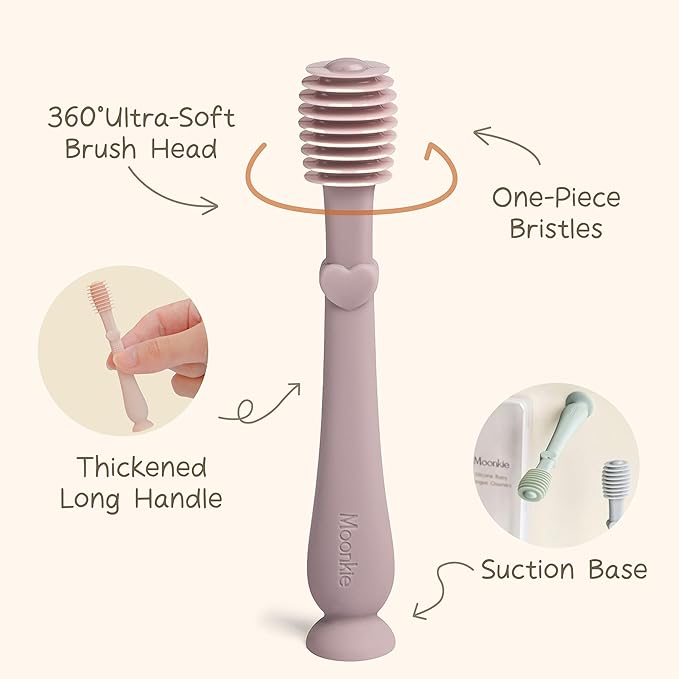 Moonkie Baby Finger Toothbrush Tongue Oral Cleaner Kit for 3 Months +, 2 Pcs (Cloud)