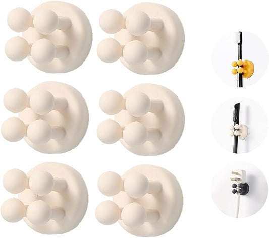6pcs Silicone Toothbrush Holder, Waterproof Multi-Functional self-Adhesive Hook, for Hanging Keys and Towels, Suitable for Kitchen, Bathroom and Office