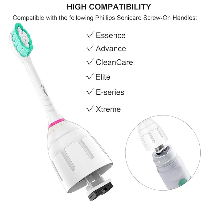 Replacement Toothbrush Brush Heads for Philips Sonicare E Series Essence Elite Xtreme Advance CleanCare All Screw On Electric Toothbrush 7022/66, 6 Pack
