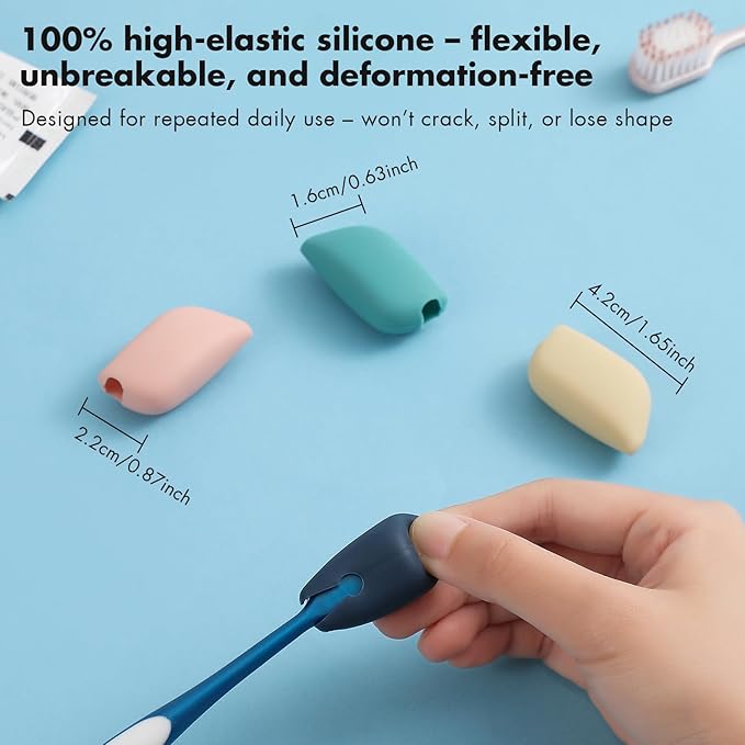 Muslish Silicone Toothbrush Covers, 4 Pack Tooth Brush Cover Cap for Electric & Manual Toothbrush Heads, Portable Toothbrush Protector for Travel, Home (Navy)