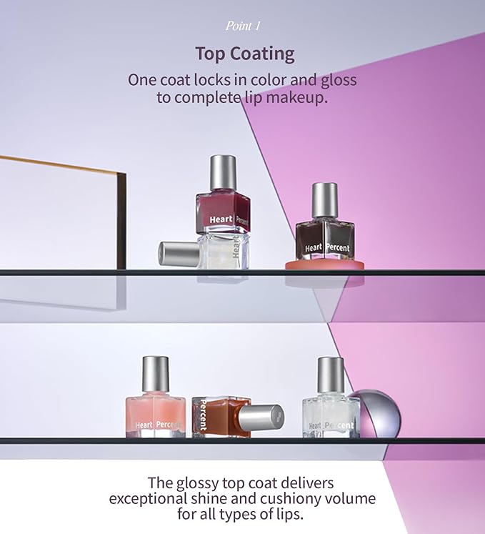 Heart Percent Dote On Mood Top Coating Lip Plumper, High-Shine Glossy Finish Gold & Pink Pearl Sparkles Lip Gloss 04. Warm Glitter