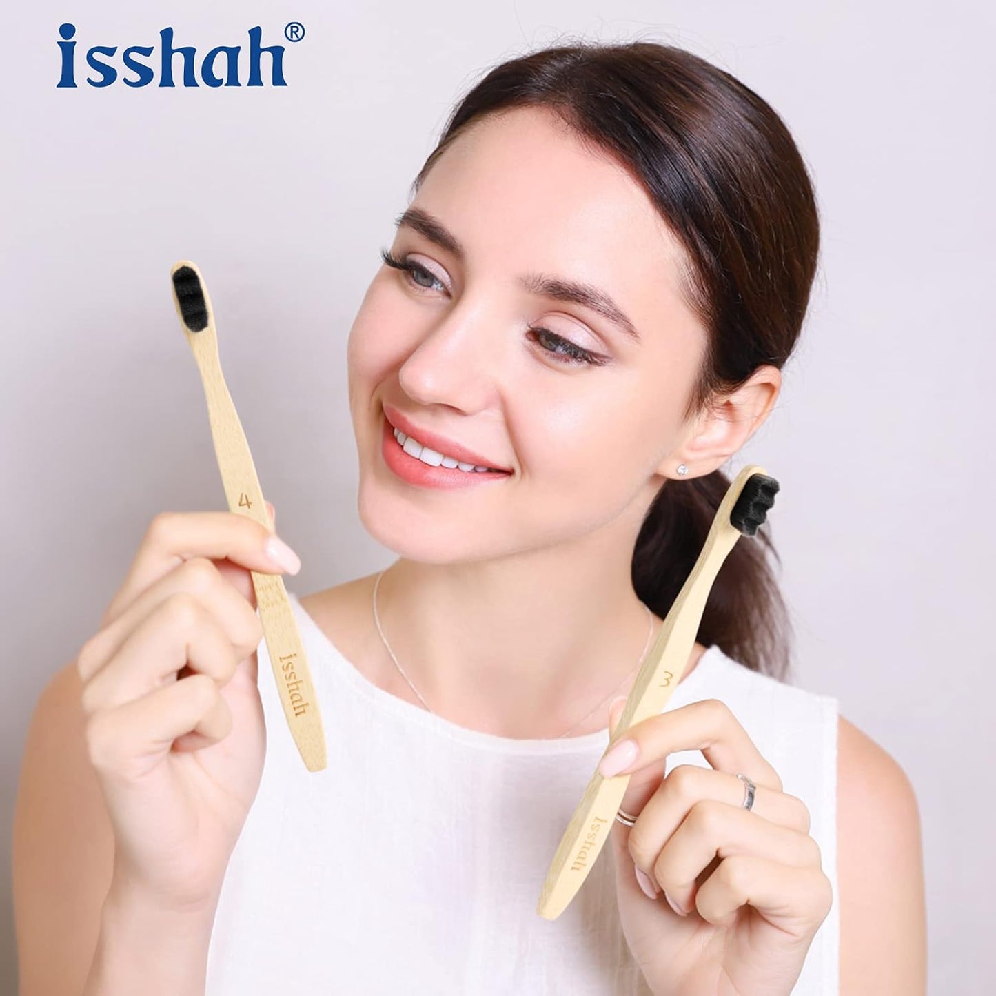 Bamboo Micro-Nano Toothbrushes, Extra Soft Toothbrush with 20000 Bristles Designed for Sensitive Gums Kids Adults (Black White 10P)