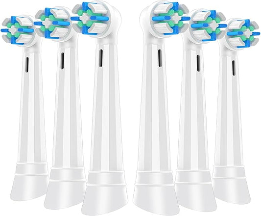 IO Replacement Heads Compatible with Oral B iO 2/3/4/5/6/7/8/9/10 Series Electric Toothbrush, Brush Heads with Medium Bristles Compatible with Oral B iO for Gentle Dental Care (6 White)