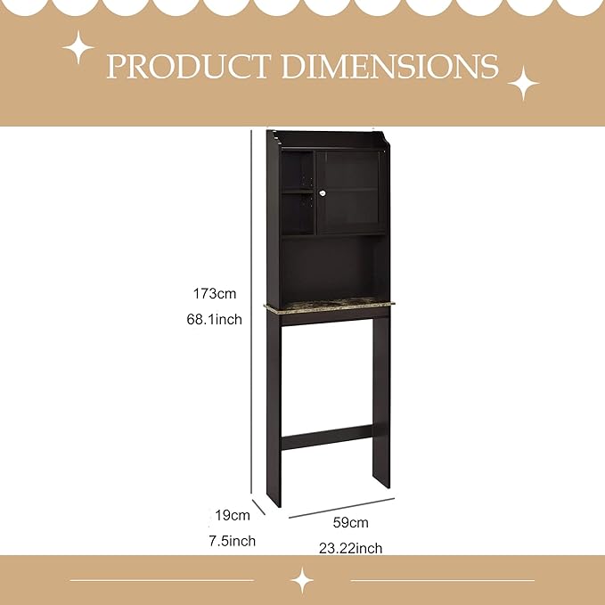 Over The Toilet Storage Cabinet with 3-Tier Shelves,Space-Saving Bathroom Organizer Rack Freestanding Shelf Unit for Bathroom (2)
