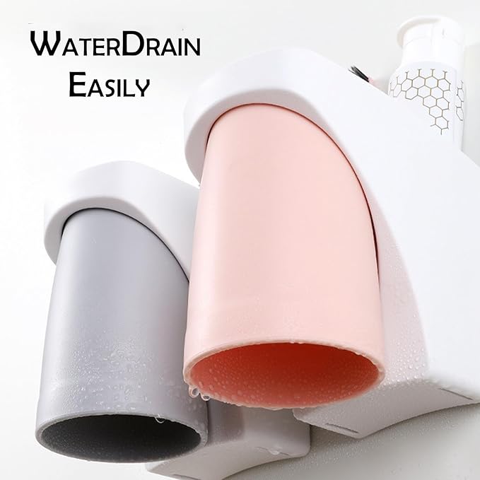 Toothbrush Holder Suction Cup Set, sgzscl Bathroom Storage Organizer Space Saving for Family Members Father Mother and Son/Daughter (Purple White)