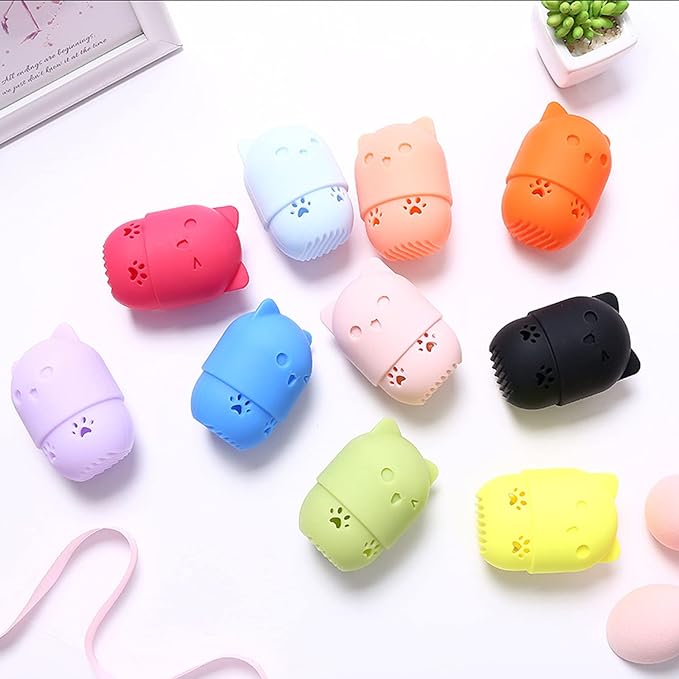 Makeup Sponge Holder, Beauty Sponge Holder + Makeup Blender Travel Case Beauty Sponge Blender Drying Stand & Storage Containers - Black + Silver