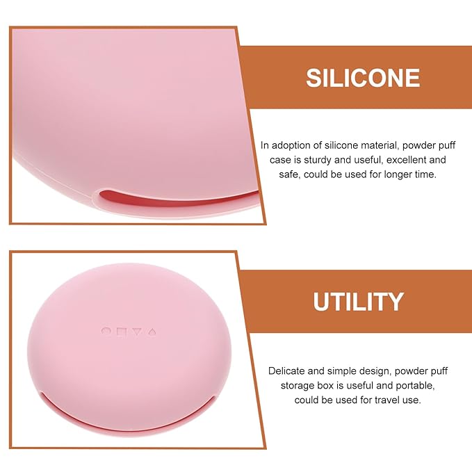 Beaupretty Portable Silicone Powder Puff Case Travel Makeup Sponge Holder Compact Storage Box for Women