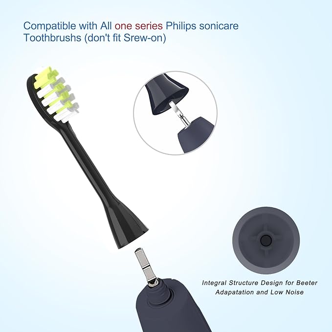 One Series Replacement Toothbrush Heads Pisonicleara Compatible with sonicare Philips One Series BH1022/03 HY1100/02 HY1102 (8-pc) Battery Brush, Mango Snow White Travel Refill (one-Blue)